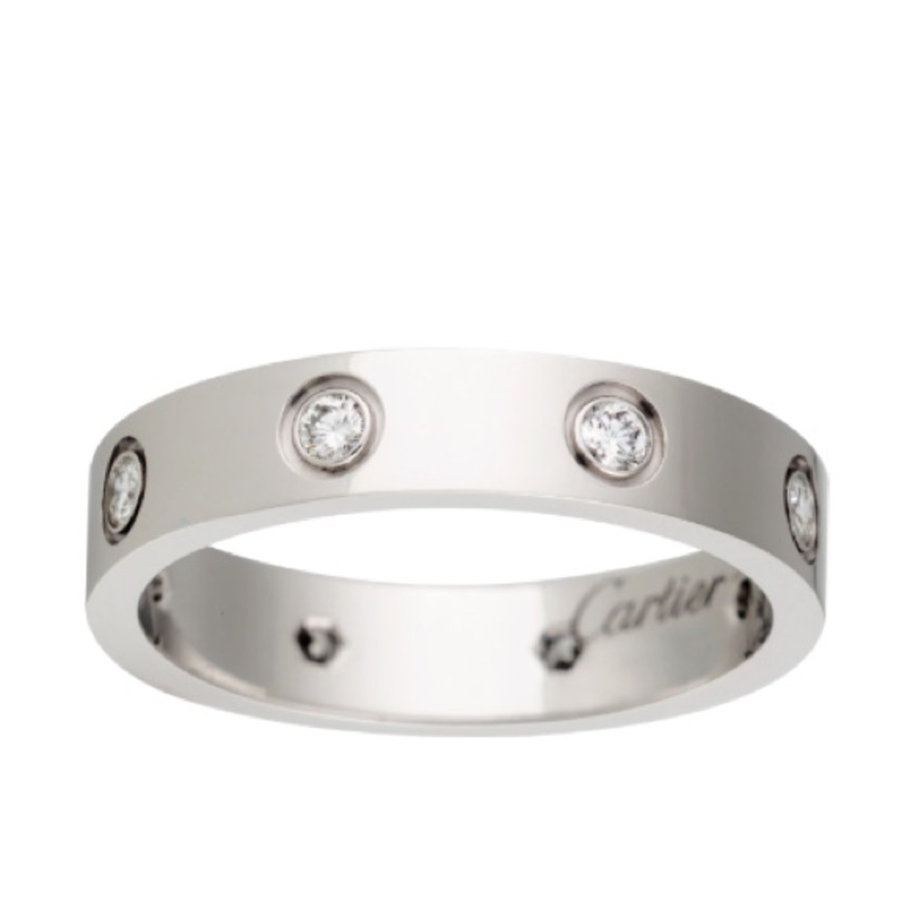 Cartier Diamond Love 18K Gold Band Ring 8 Diamonds - Picture 1 of 16